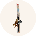 Icon of a cat toy resembling a feathered wand.